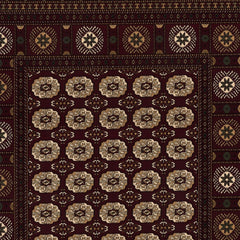 7’ x 9’ Red Eclectic Geometric Pattern Area Rug