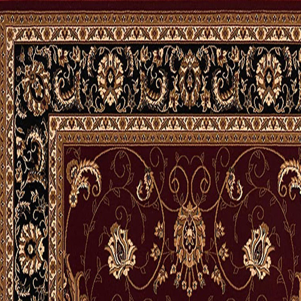 2’ x 8’ Red and Black Ornamental Runner Rug
