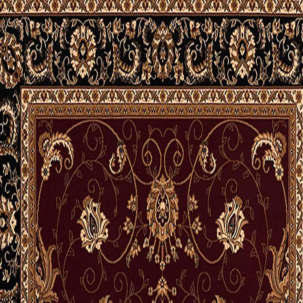 2’ x 10’ Red and Black Ornamental Runner Rug