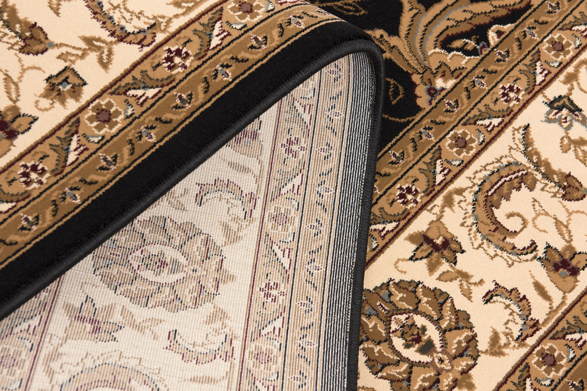 4’ x 6’ Black and Tan Floral Vines Area Rug