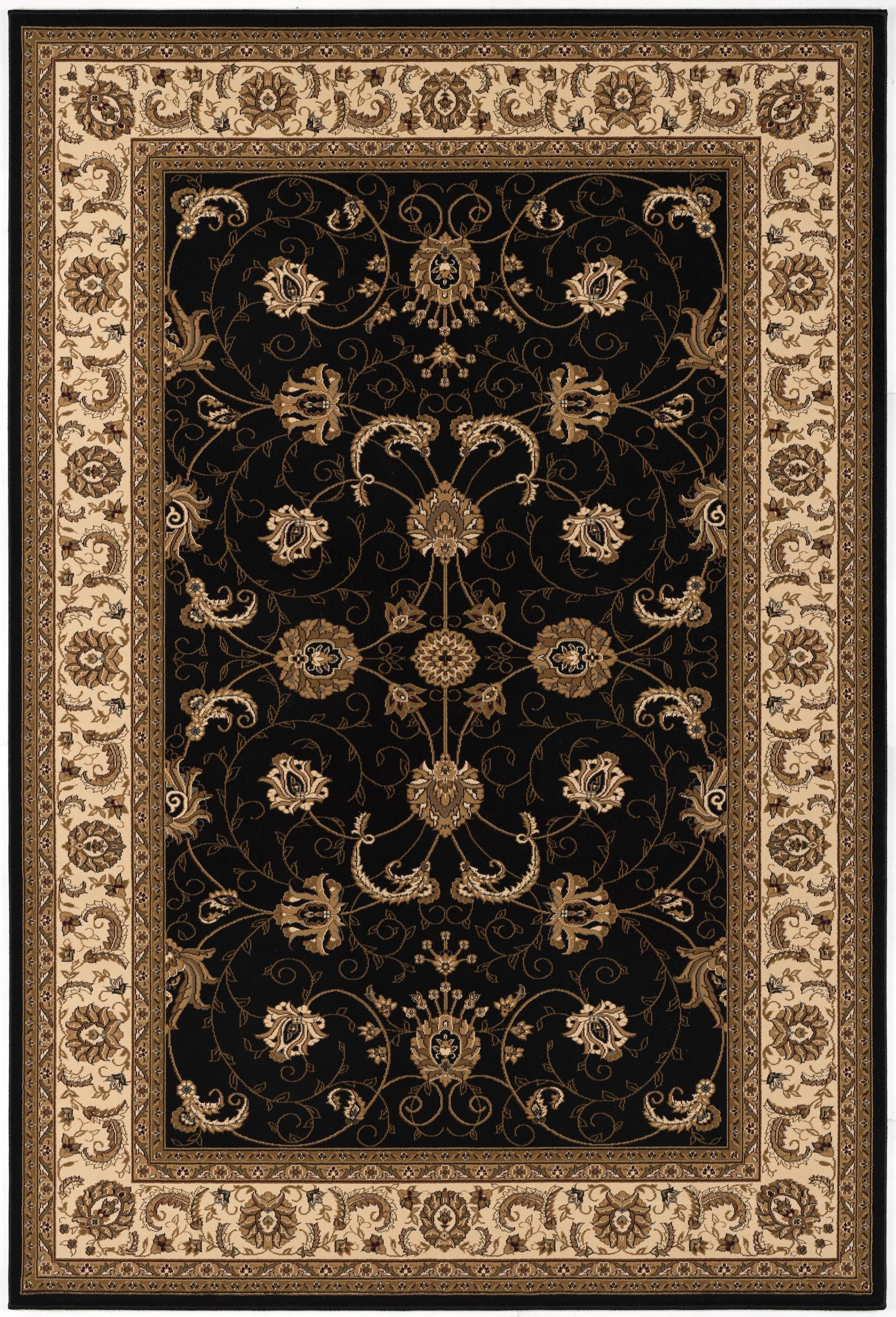 4’ x 6’ Black and Tan Floral Vines Area Rug