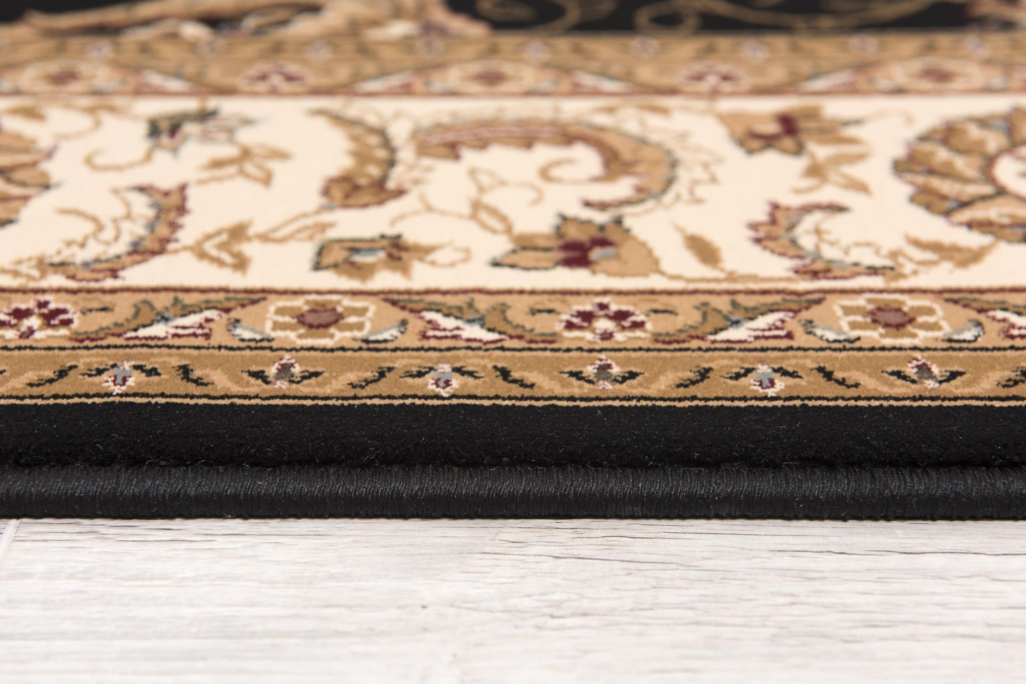 4’ x 6’ Black and Tan Floral Vines Area Rug