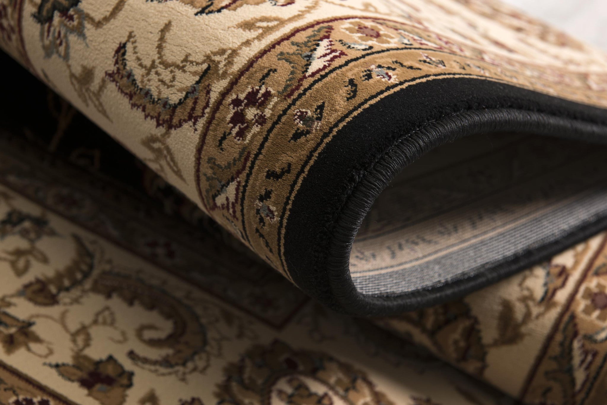 4’ x 6’ Black and Tan Floral Vines Area Rug