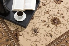 3’ x 15’ Cream and Tan Ornate Border Runner Rug
