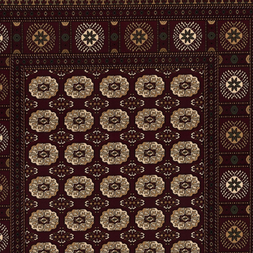 2’ x 15’ Red Eclectic Geometric Pattern Runner Rug