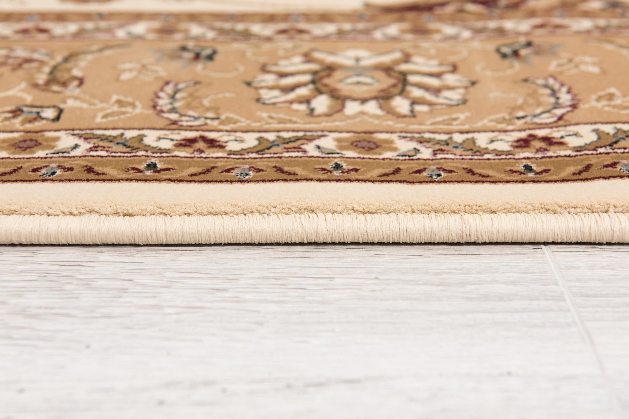 2’ x 8’ Cream and Tan Ornate Border Runner Rug