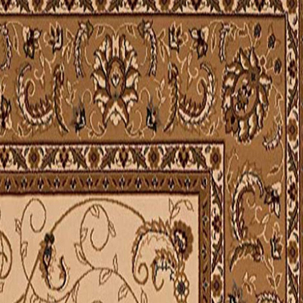 3’ x 20’ Cream and Tan Ornate Border Runner Rug
