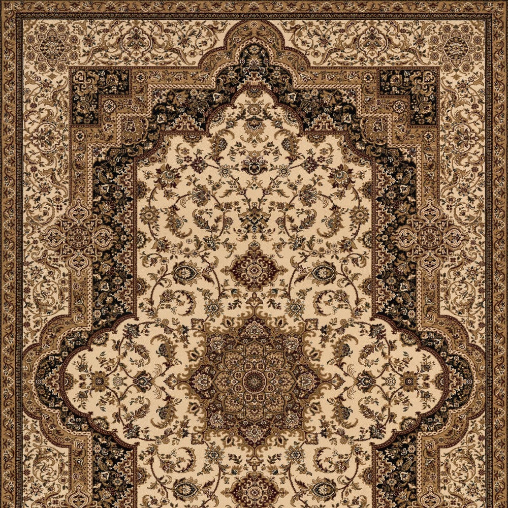 8’ x 11’ Cream and Black Decorative Area Rug