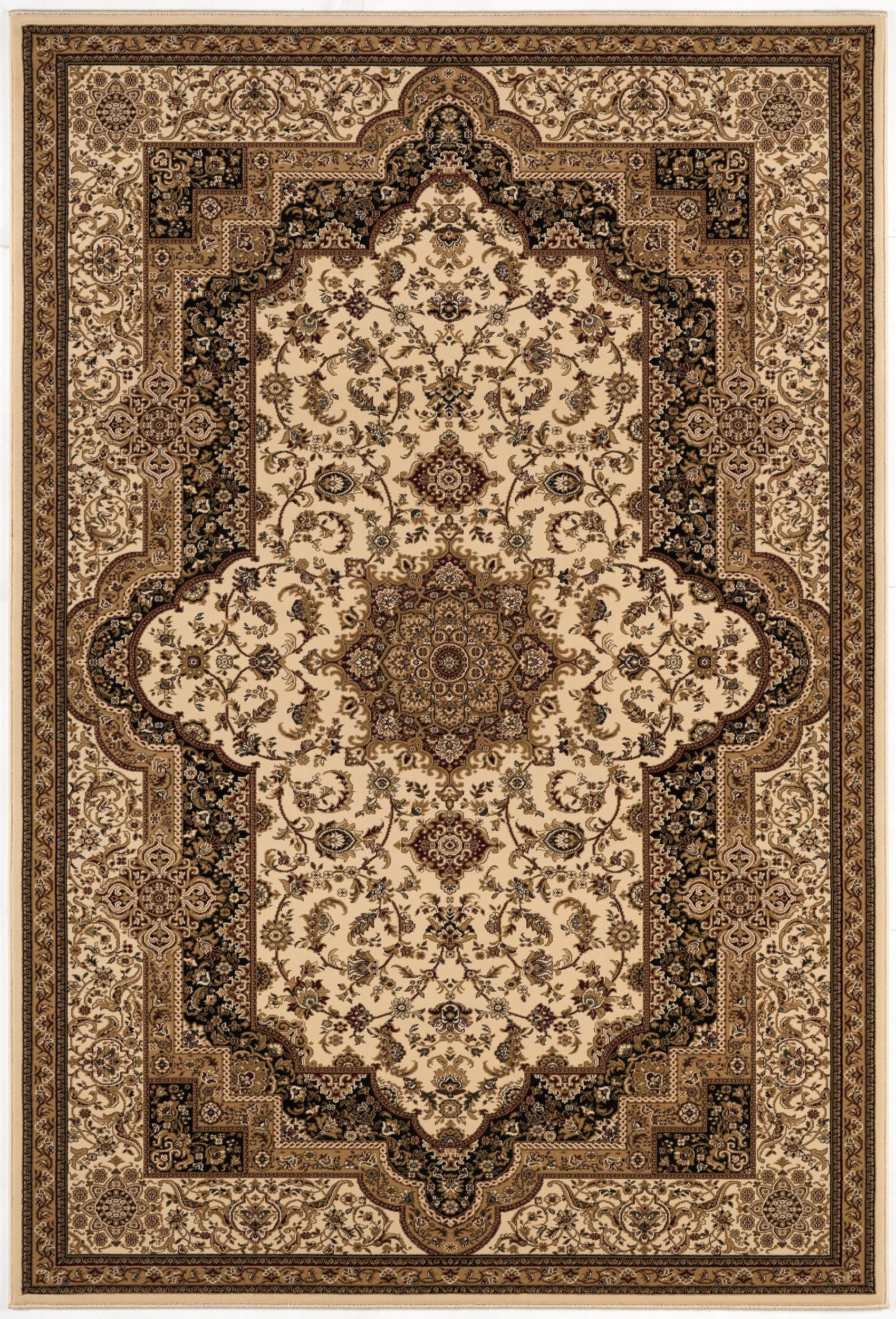 8’ x 11’ Cream and Black Decorative Area Rug