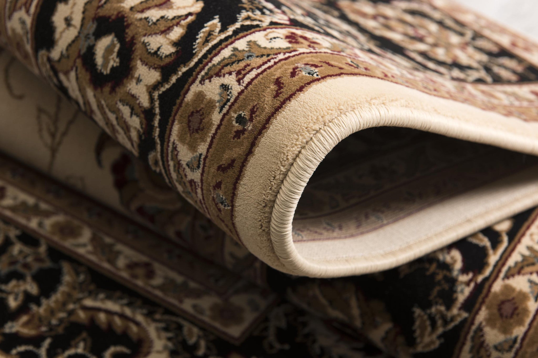 3’ x 10’ Cream and Black Decorative Runner Rug