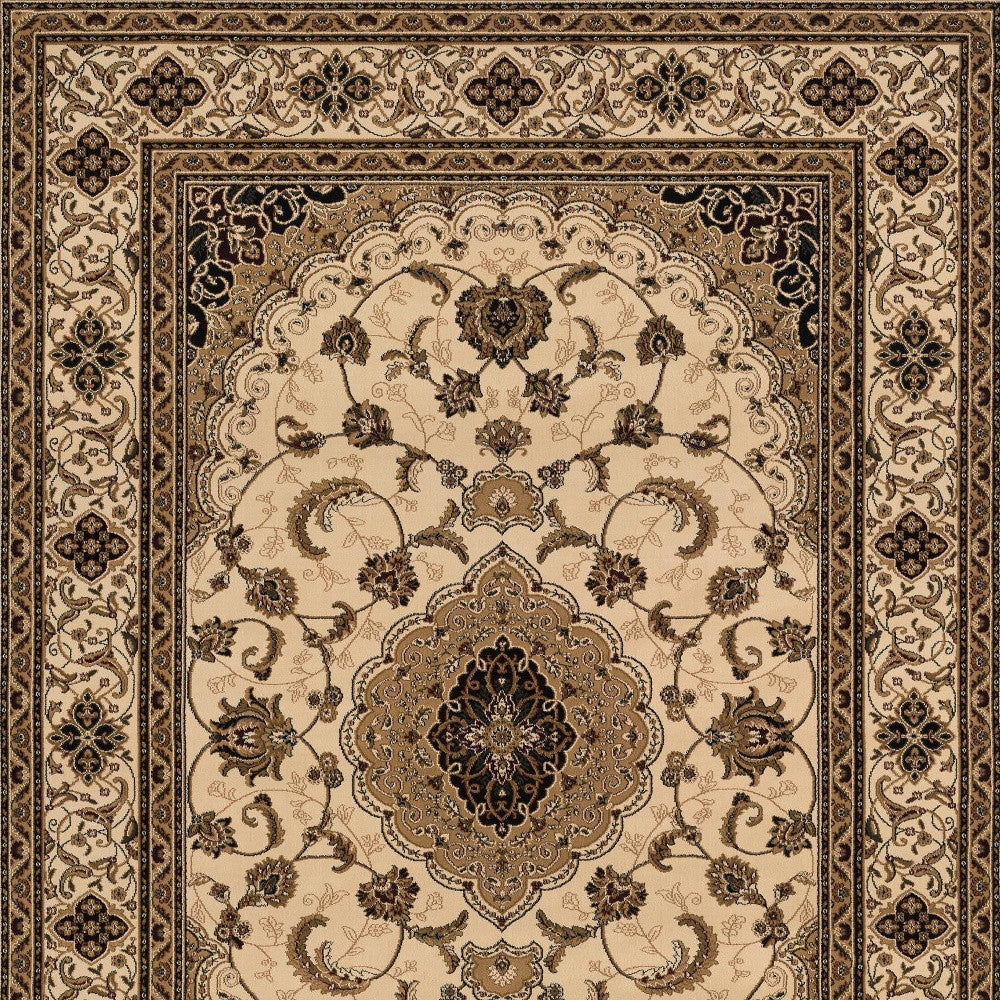 5’ x 8’ Cream Floral Medallion Area Rug