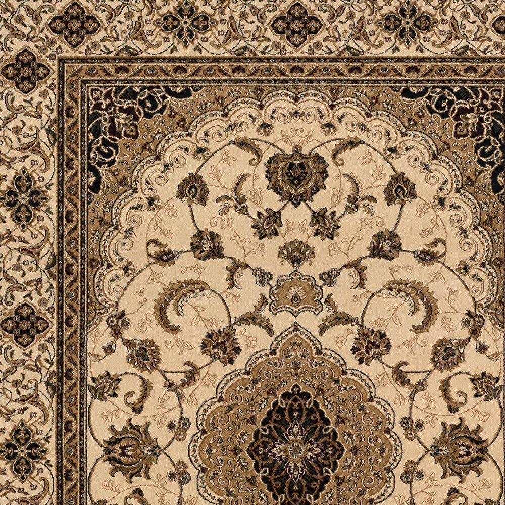 5’ x 8’ Cream Floral Medallion Area Rug