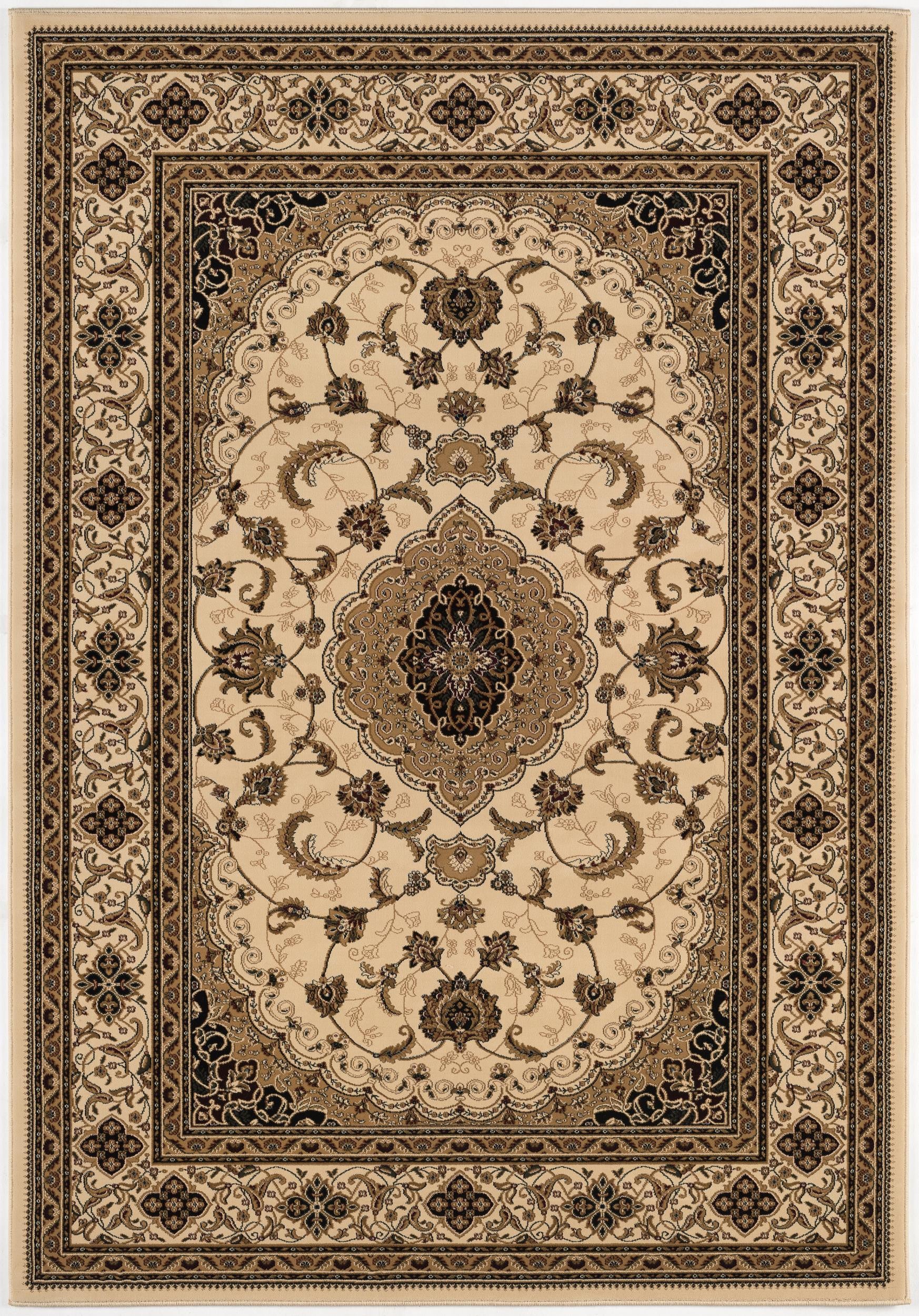 5’ x 8’ Cream Floral Medallion Area Rug