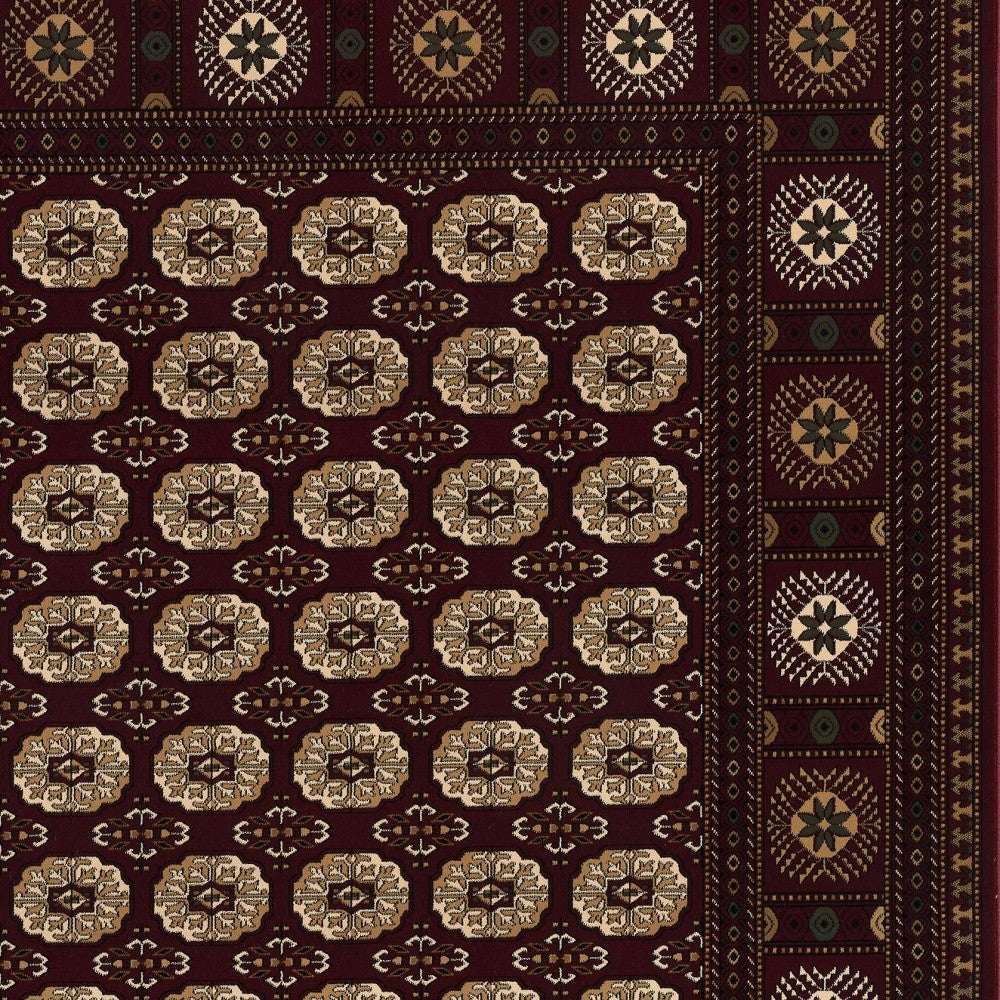 2’ x 13’ Red Eclectic Geometric Pattern Runner Rug