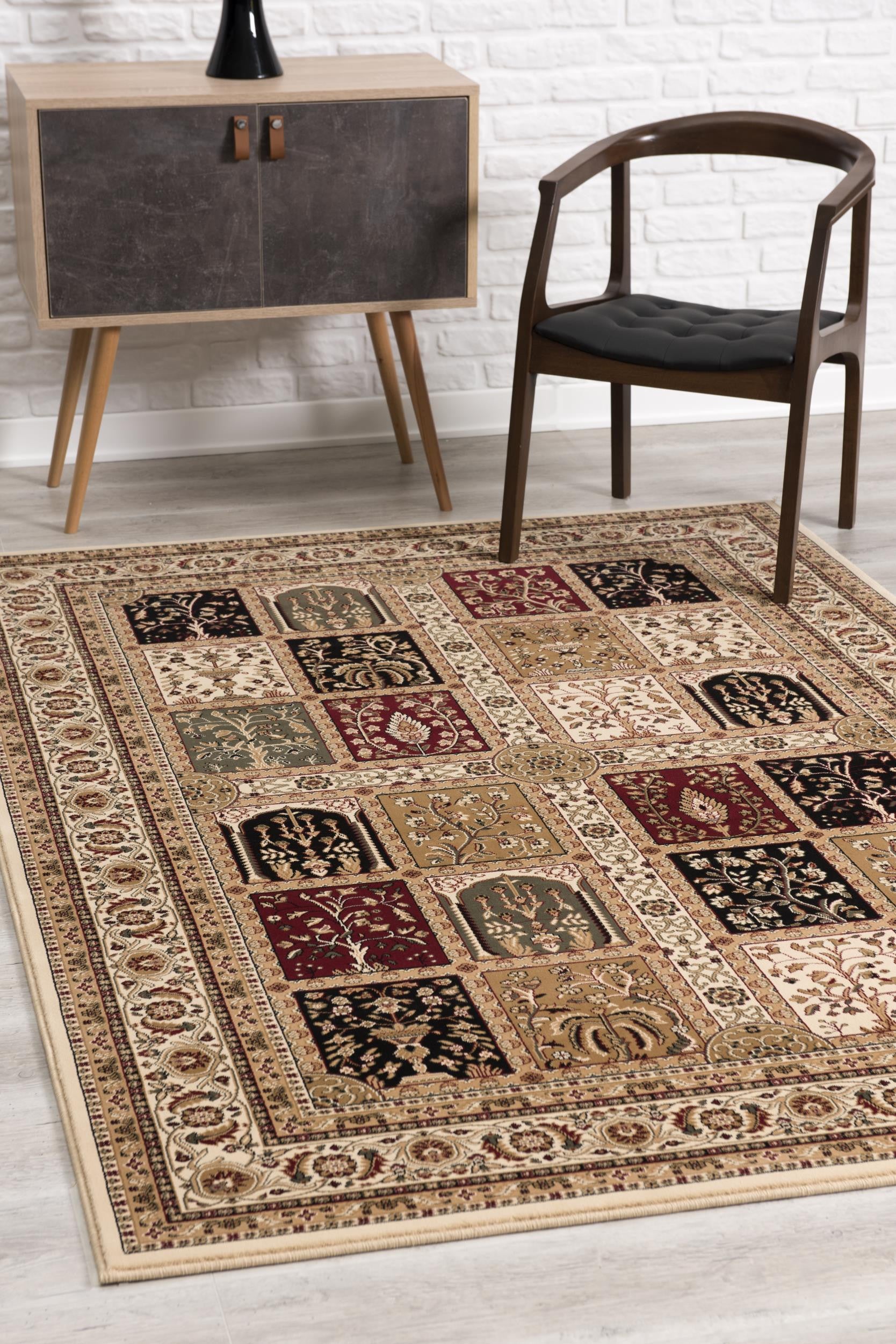 8' X 11' Cream Oriental Area Rug