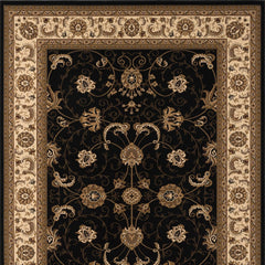 8’ x 11’ Black and Tan Floral Vines Area Rug