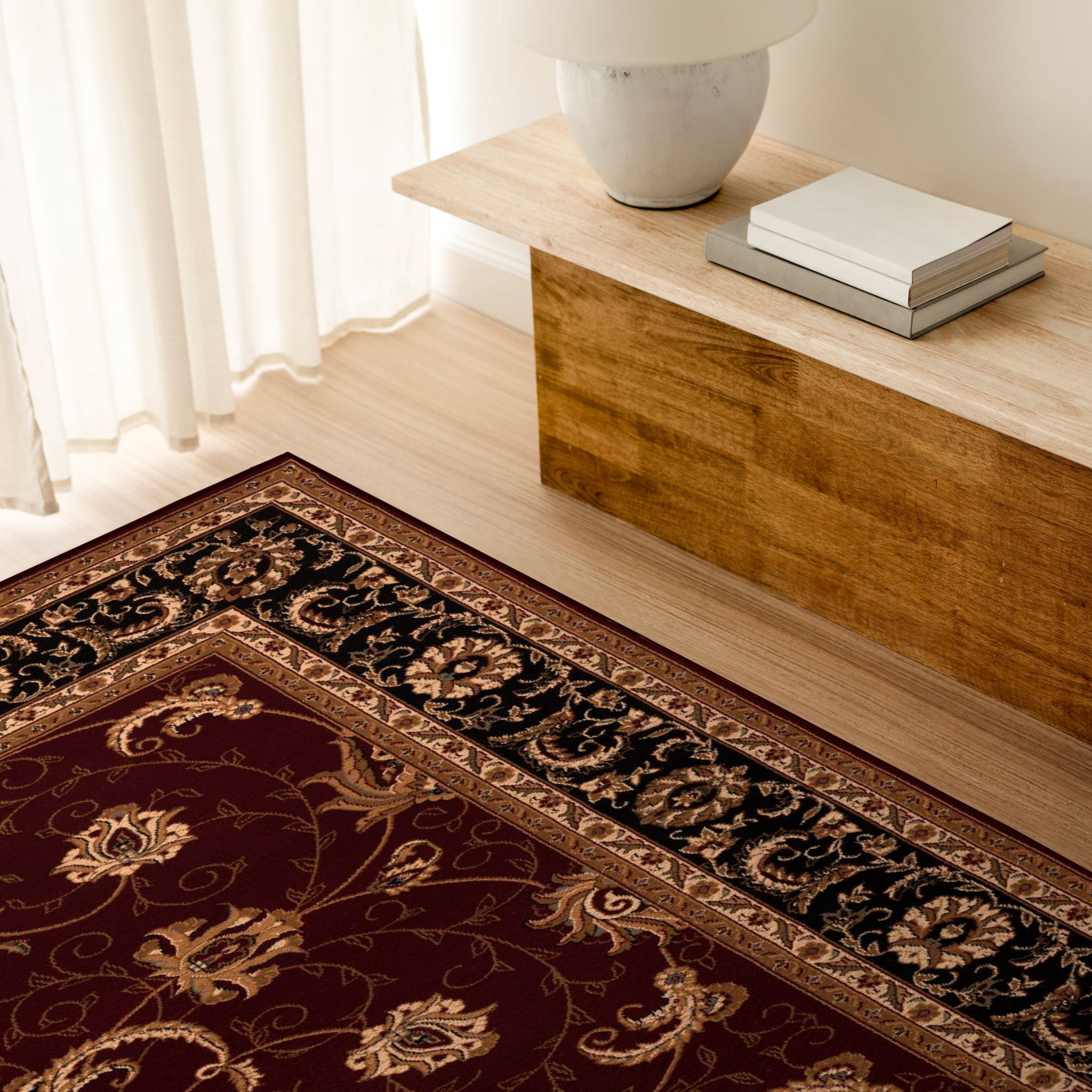 4’ x 6’ Red and Black Ornamental Area Rug