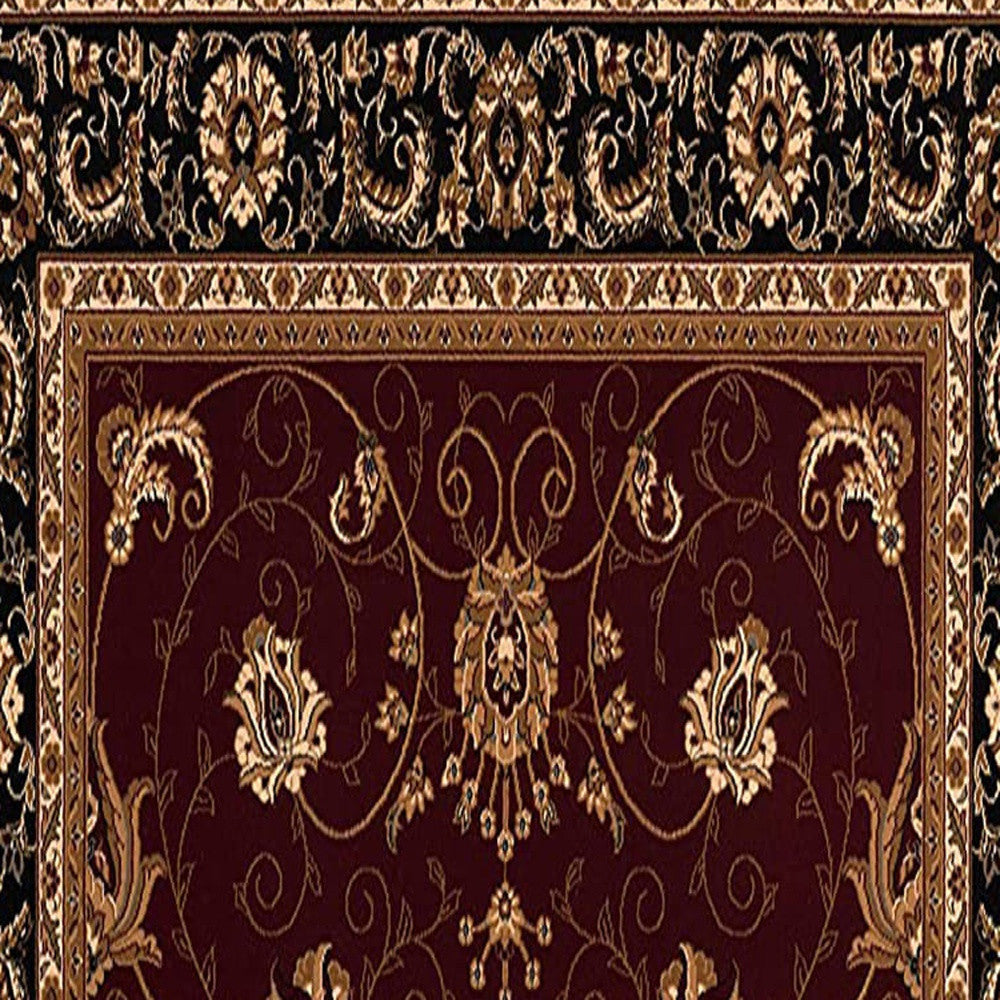 3’ x 8’ Red and Black Ornamental Runner Rug