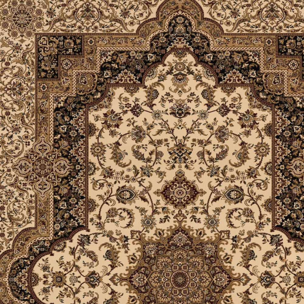 7’ x 9’ Cream and Black Decorative Area Rug