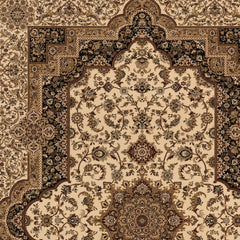 7’ x 9’ Cream and Black Decorative Area Rug