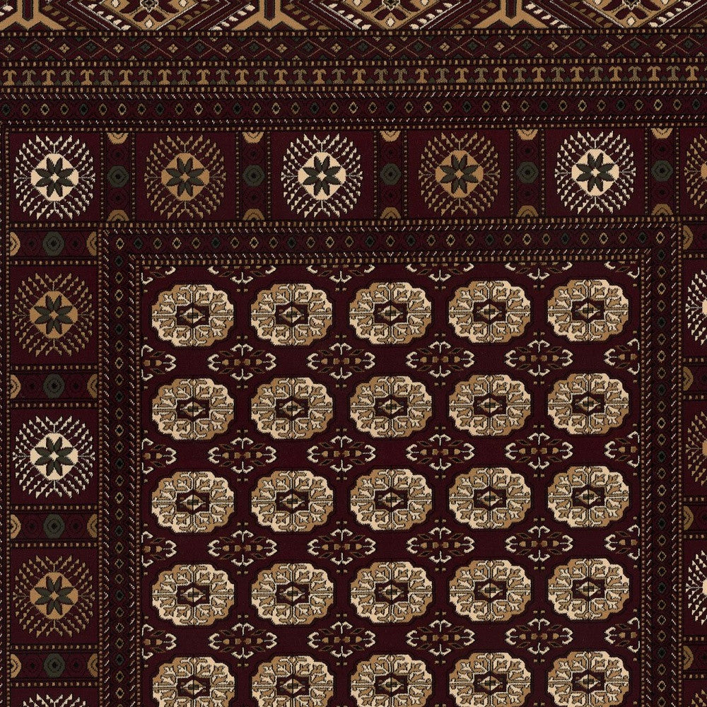 3’ x 13’ Red Eclectic Geometric Pattern Runner Rug