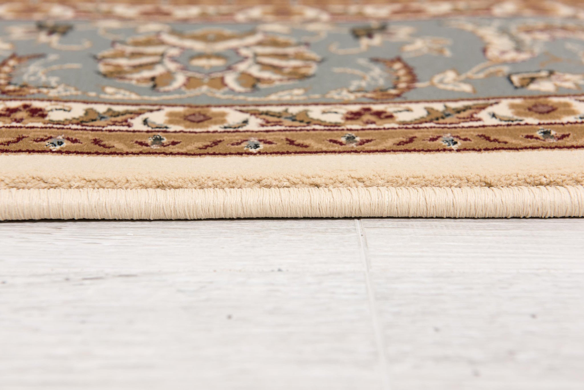 8’ x 11’ Cream and Blue Traditional Area Rug