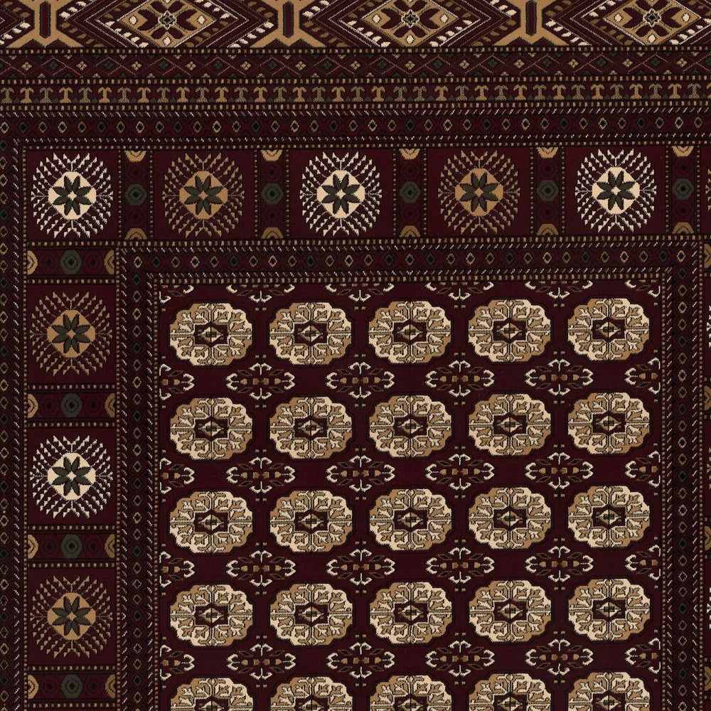 3’ x 8’ Red Eclectic Geometric Pattern Runner Rug