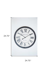 25" Circle Black and White Analog Vintage Style Crackle Wall Clock