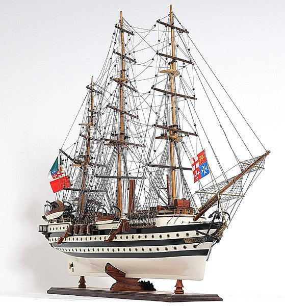 32" Black and White Amerigo Vespucci Boat Hand Painted Decorative Boat