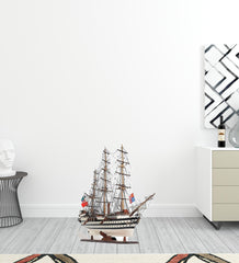 32" Black and White Amerigo Vespucci Boat Hand Painted Decorative Boat