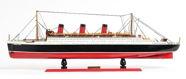 12" Black and Red RMS Queen Mary Large Boat Hand Painted Decorative Boat