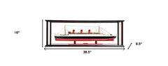 16" Black and Red RMS Queen Mary Medium Display Case Boat Hand Painted Decorative Boat