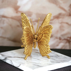 Gold Cast Iron Double Butterfly Sculpture