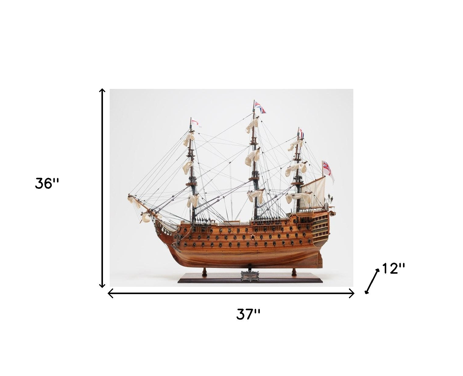 36" Wood Brown HMS Victory Hand Painted Decorative Boat