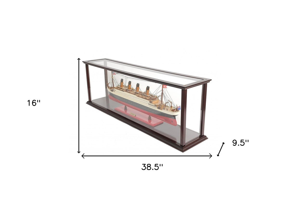 16" Black and Red 1912 RMS Titanic Medium Display Case Boat Hand Painted Decorative Boat