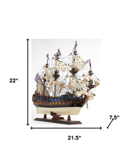 22" Blue and Brown 1700 Goto Predestination Medium Boat Hand Painted Decorative Boat