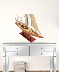 31" Wood Brown Endeavour Yacht Hand Painted Sculpture