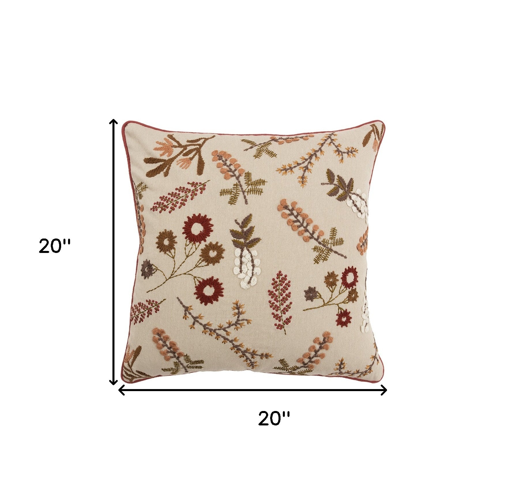 Brown Beige Botanical Sprigs Throw Pillow