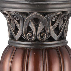 16" Polyresin Brown and Bronze Striped Round Urn