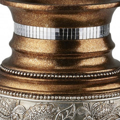 15" Gold and Silver Paisley Polyresin Round Urn Vase