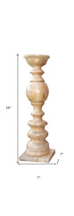 24" Natural Solid Wood Floor Pillar Candle Holder