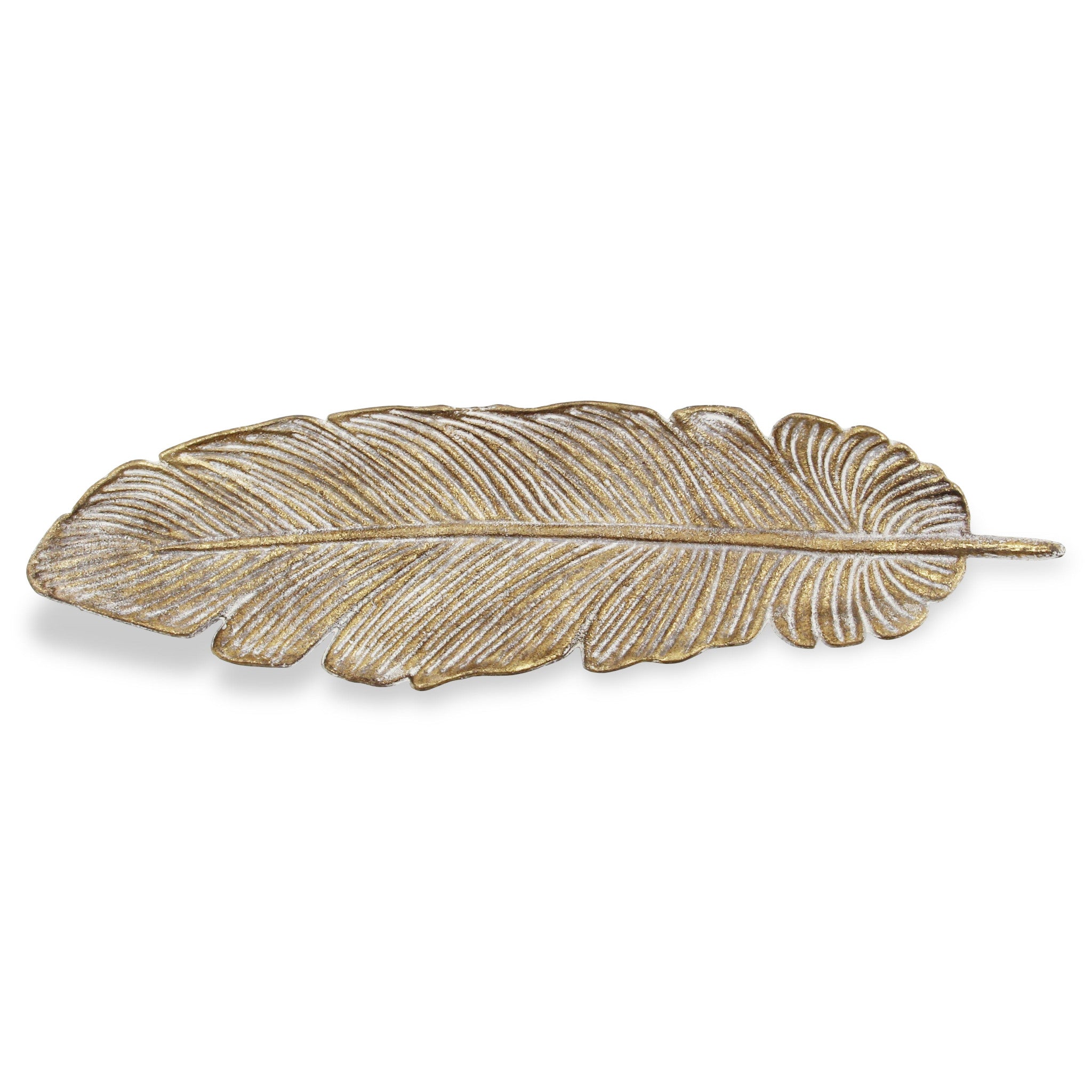 18" Gold Feather Metal Handmade Tray