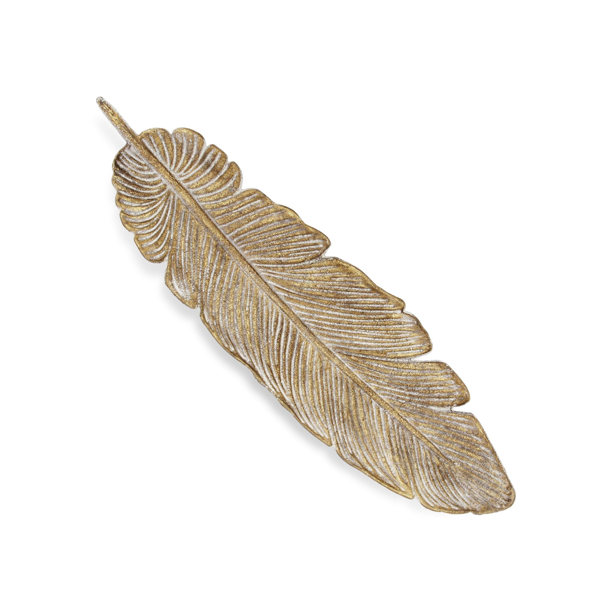 18" Gold Feather Metal Handmade Tray