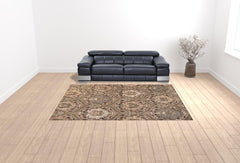 9' X 12' Light Blue Floral Power Loom Stain Resistant Area Rug