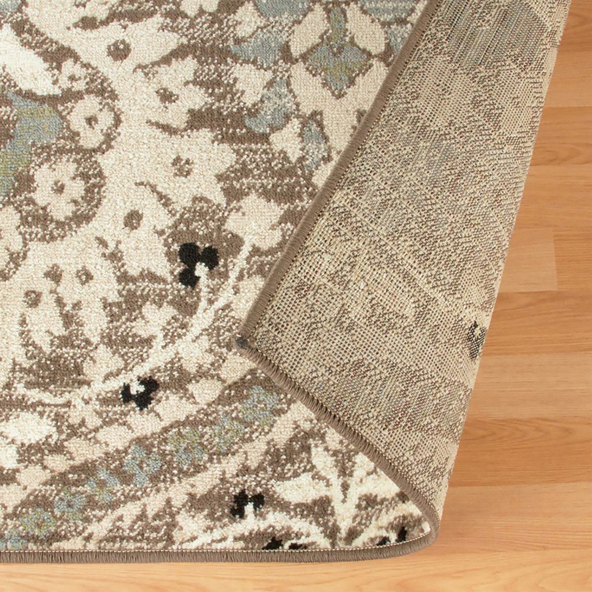 9' X 12' Light Blue Floral Power Loom Stain Resistant Area Rug