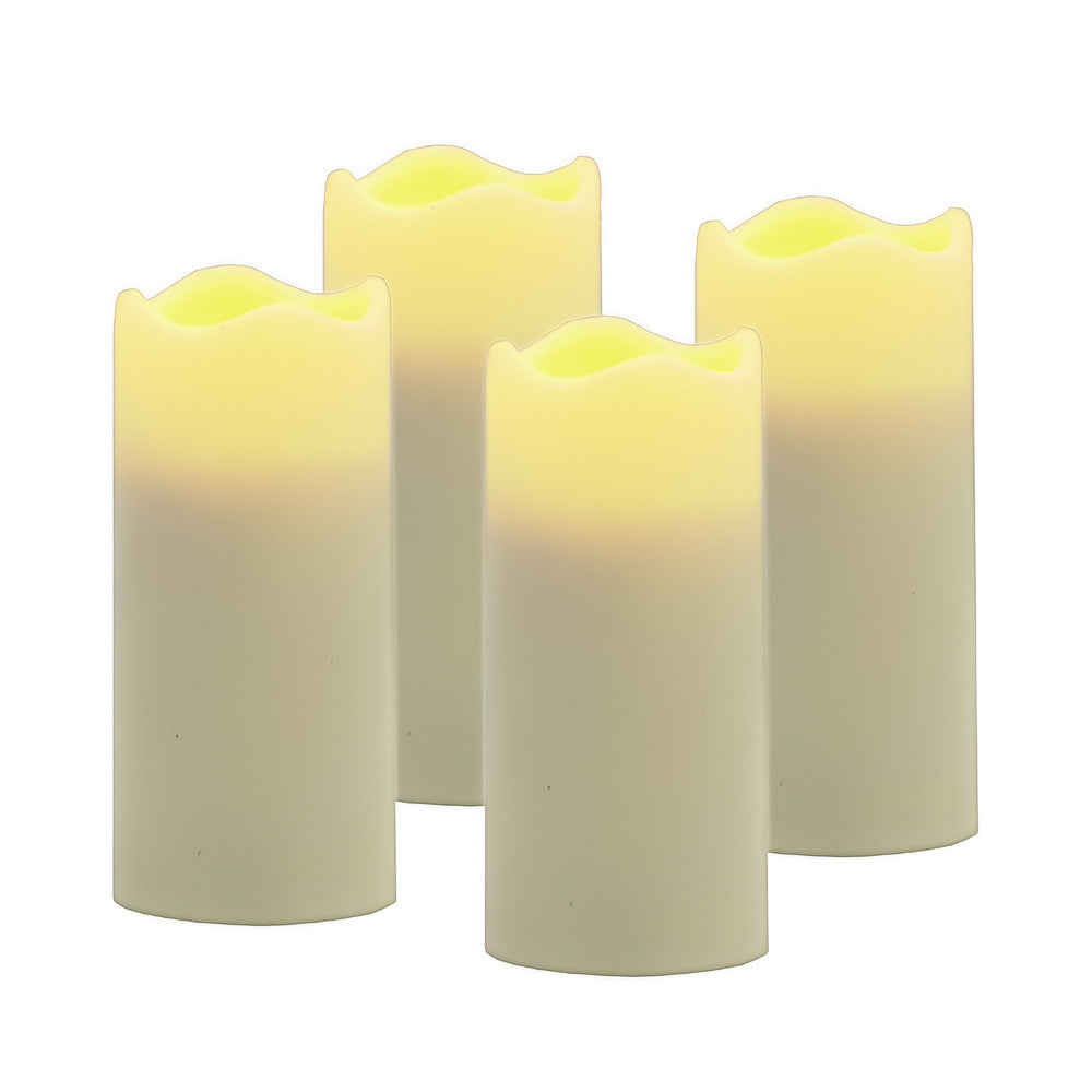 Set of Four Ivory Flameless Pillar Candles