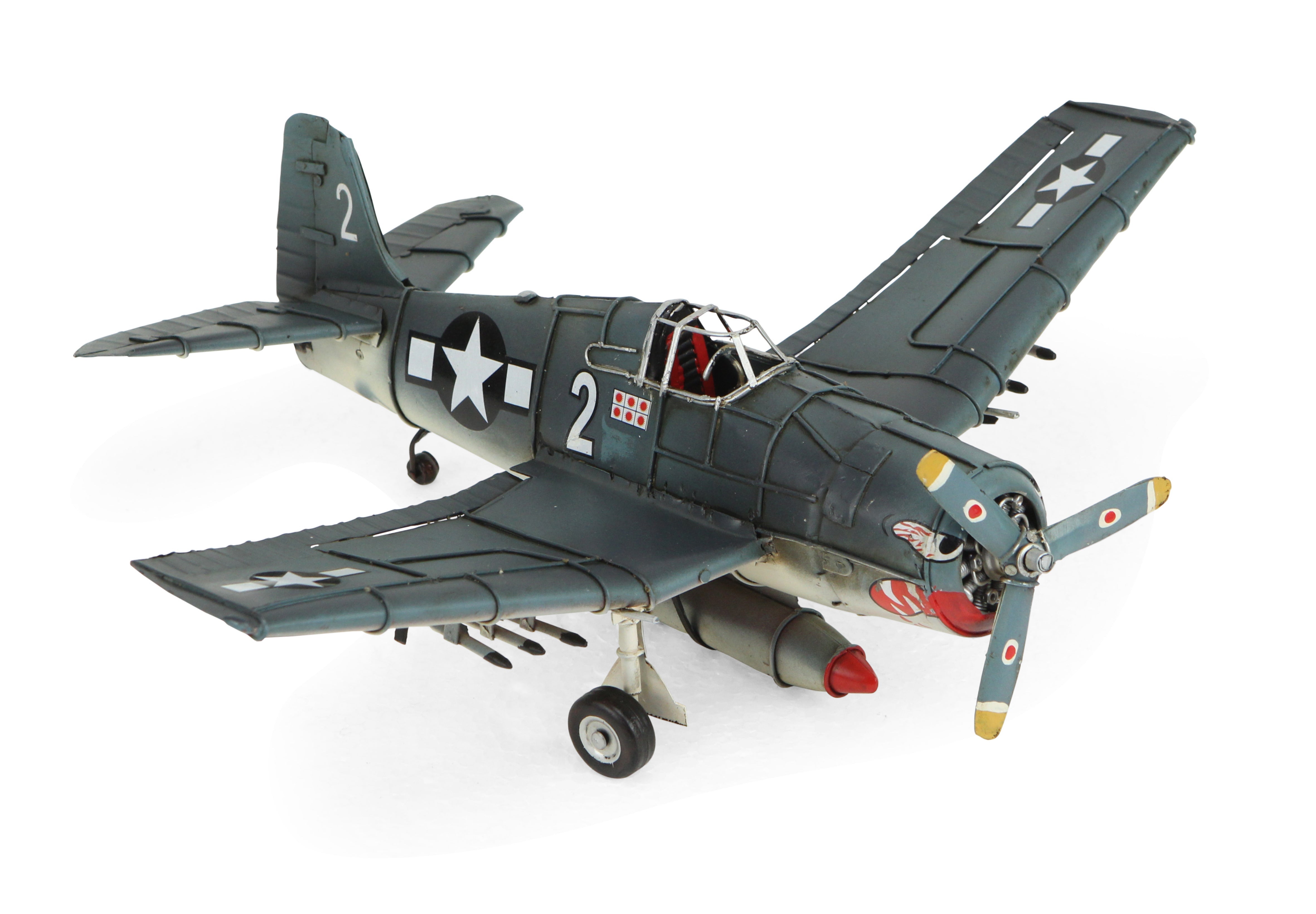 5" Green Metal Hand Painted Model Airplane