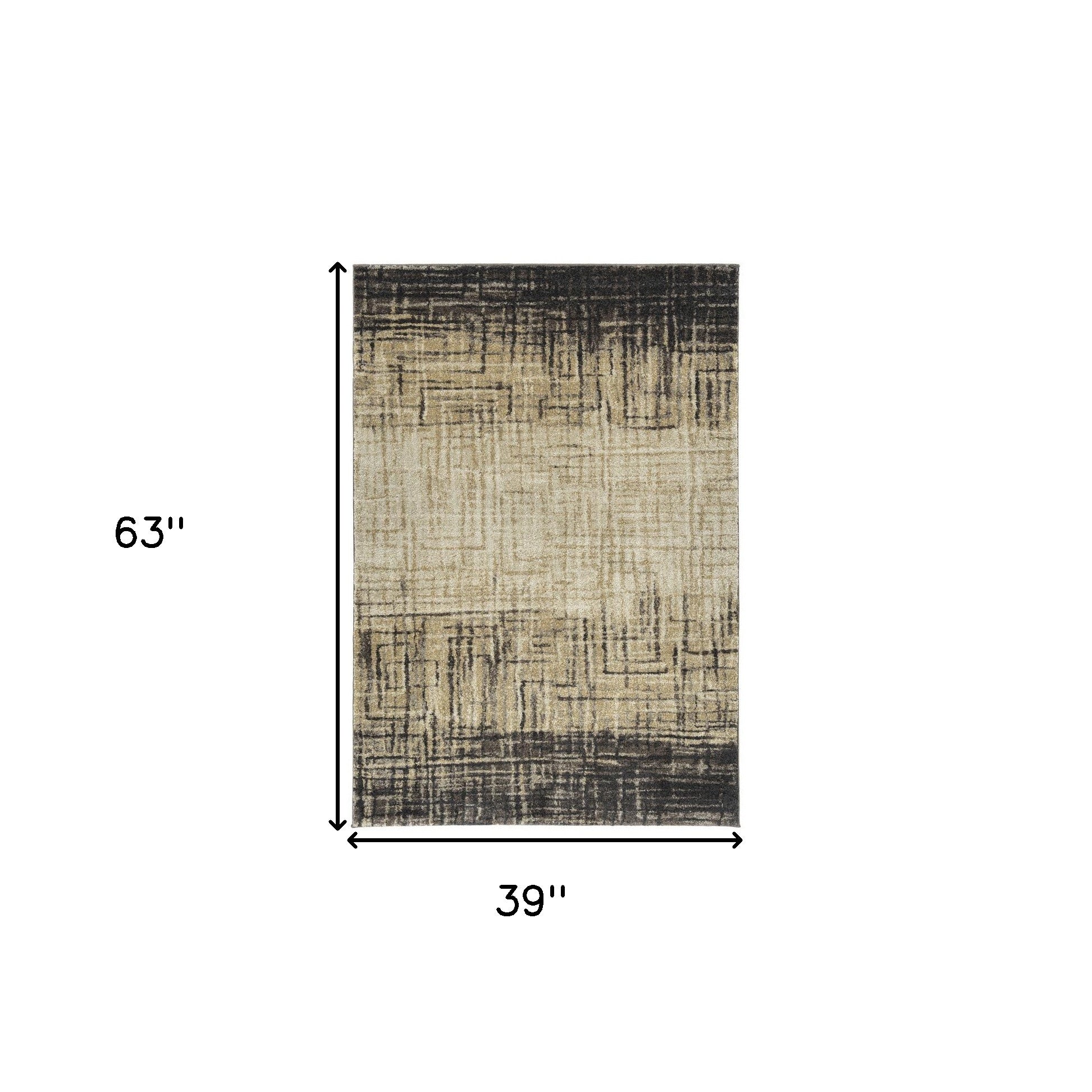 3' X 5' Brown Ombre Abstract Area Rug