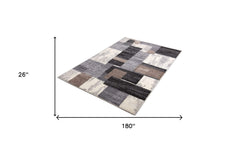 2' X 15' Brown Geometric Power Loom Stain Resistant Area Rug