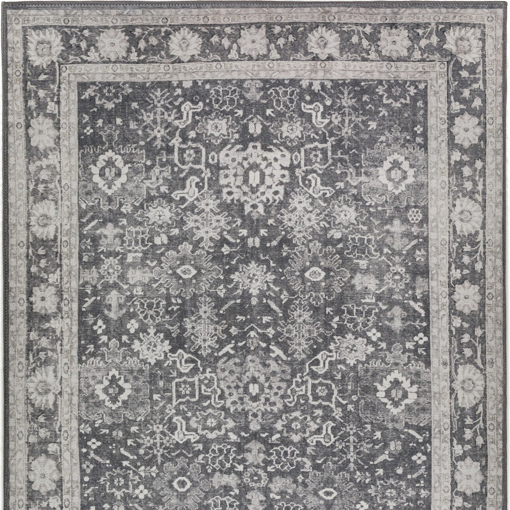 3' X 5' Grey Oriental Distressed Non Skid Area Rug